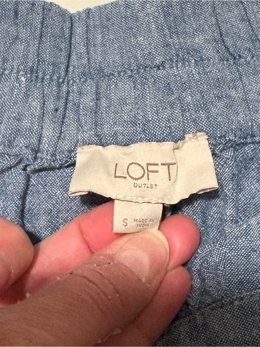 LOFT Outlet Blue Chambray Denim Pleated Pull-On Skirt, Women’s Size S